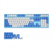 104+24 XDA Keycaps Set PBT Dye-subbed ANSI ISO Layout for GK61 64 68 84 87 104 108 Mechanical Keyboards (Blue & White Porcelain)